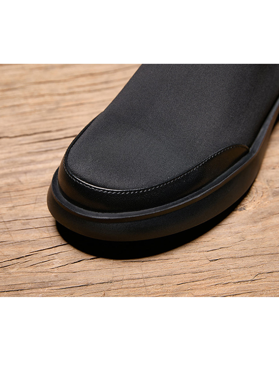 Women Winter Casual Leather Spliced Low Heel Shoes