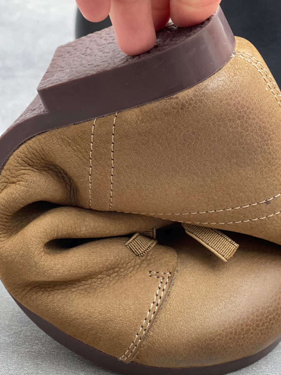 Women Winter Pure Color Genuine Leather Ankle Boots