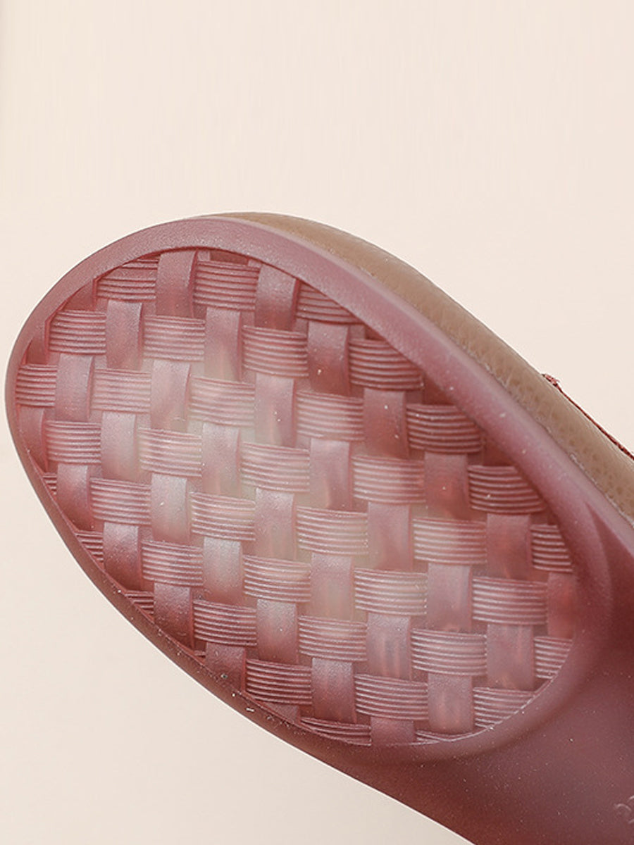 Women Spring Genuine Leather Spliced Low Heel Shoes