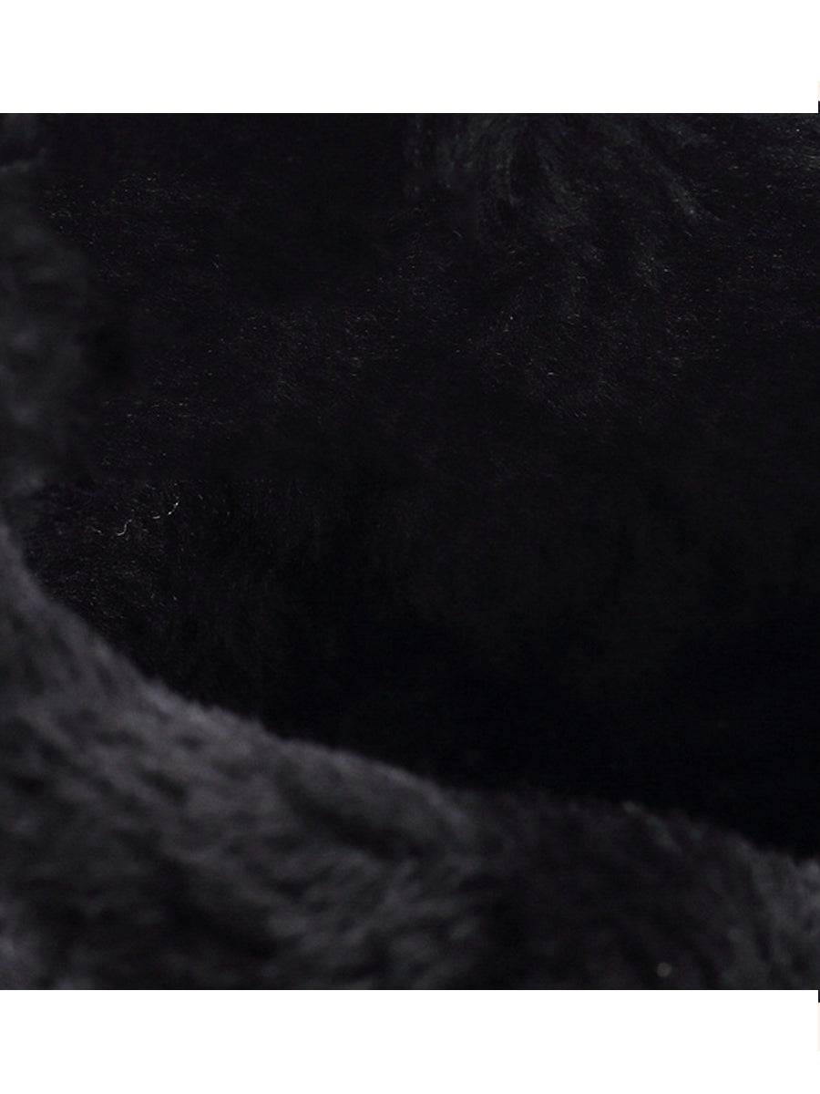 Women Winter Pure Color Leather Mid-Heel Boots