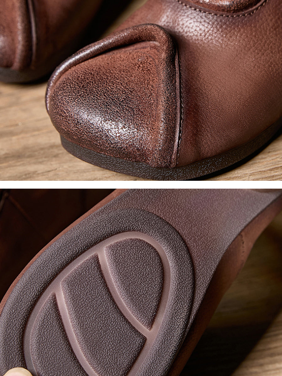 Women Genuine Leather Spliced Ankle Boots