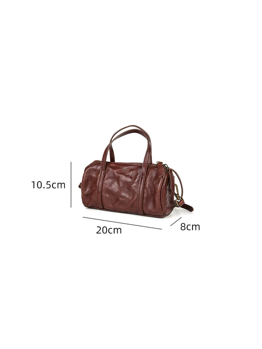 Crinkled Leather Mini Handbag Crossbody Bag