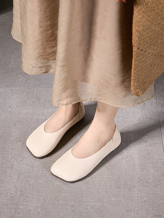 Women Summer Casual Soft Leather Low Heel Shoes