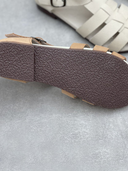 Women Summer Genuine Leather Soft Low Heel Sandals