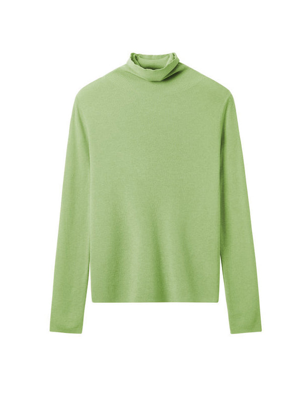Long Sleeves Skinny Solid Color High-Neck Knitwear Pullovers Sweater Tops