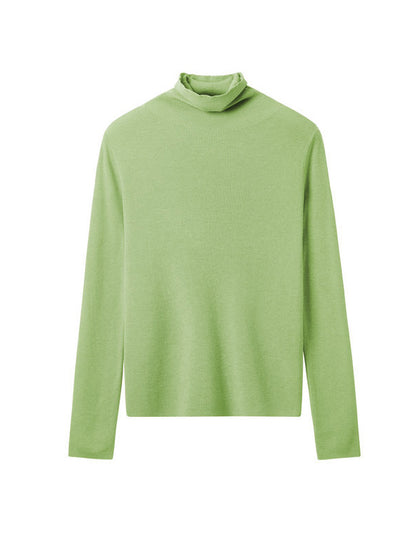Long Sleeves Skinny Solid Color High-Neck Knitwear Pullovers Sweater Tops
