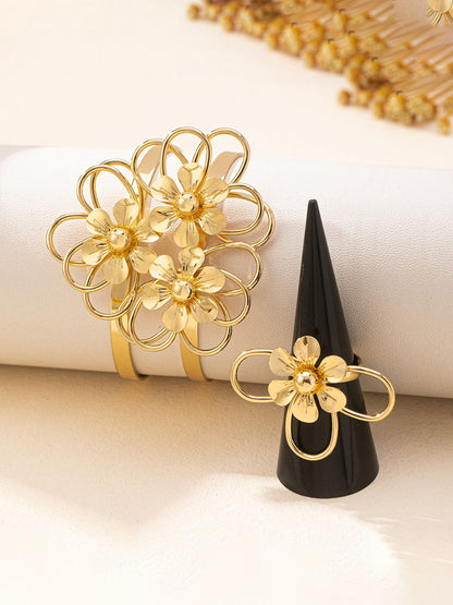 Flower Shape Hollow Bracelet Accessories Rings Accessories