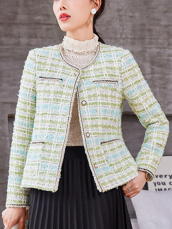 Long Sleeves Buttoned Split-Joint Round-Neck Outerwear