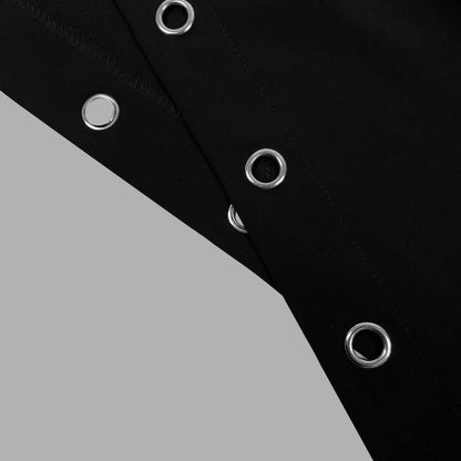 Long Sleeves Loose Hollow Solid Color Split-Joint Split-Side Deep V-Neck Outerwear