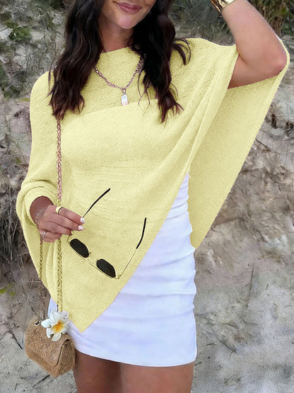 Irregularity Loose See-Through Solid Color One-Shoulder Cape