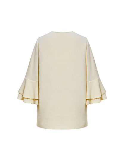 Half Sleeves Loose Solid Color V-Neck T-Shirts Tops