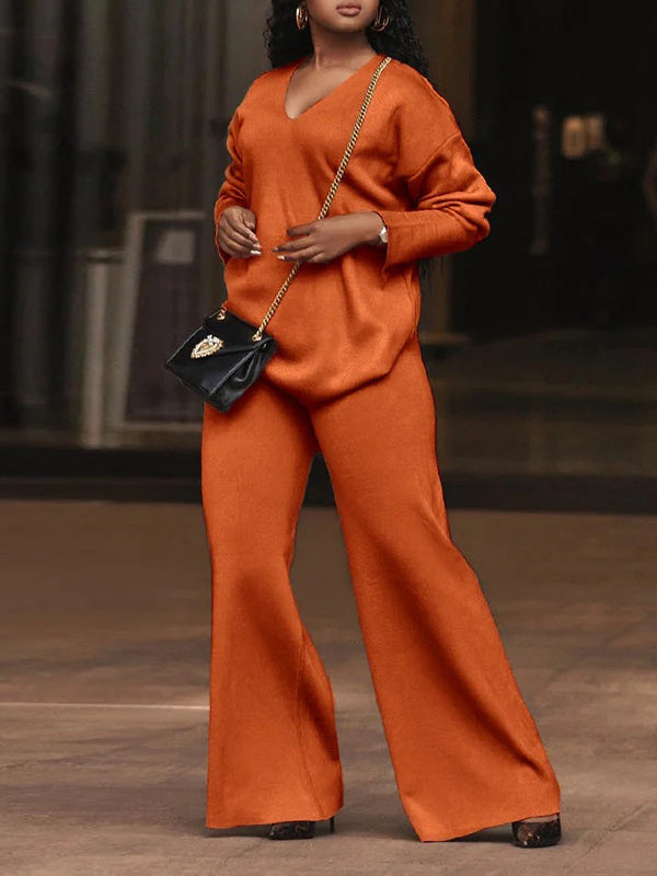 Wide Leg Solid Color Casual Pants Bottoms Trousers