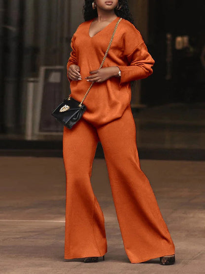 Wide Leg Solid Color Casual Pants Bottoms Trousers