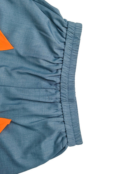 High Waisted Loose Contrast Color Elasticity Pockets Split-Joint Ninth Pants Trousers