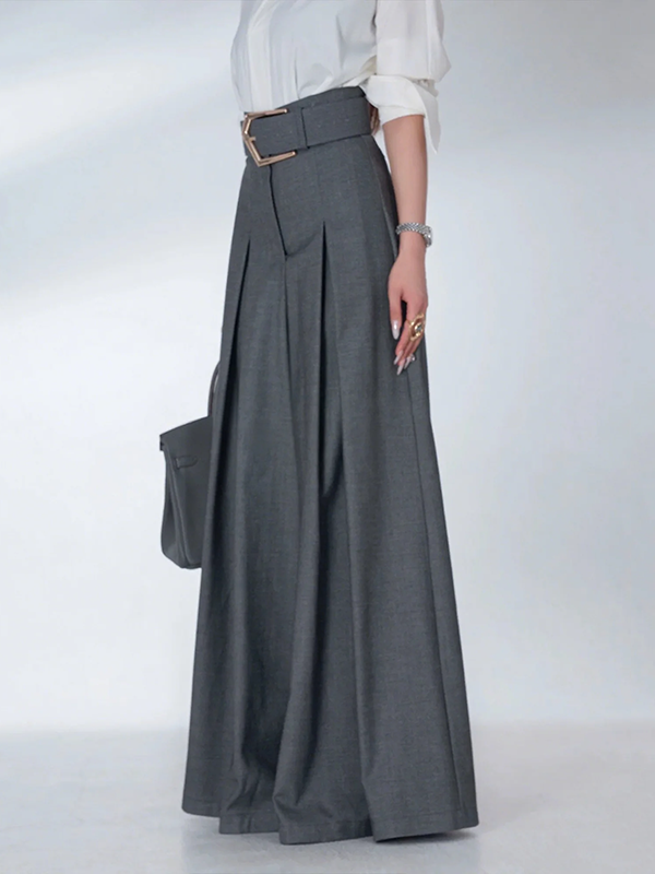 Loose Wide Leg Solid Color Casual Pants Bottoms Trousers