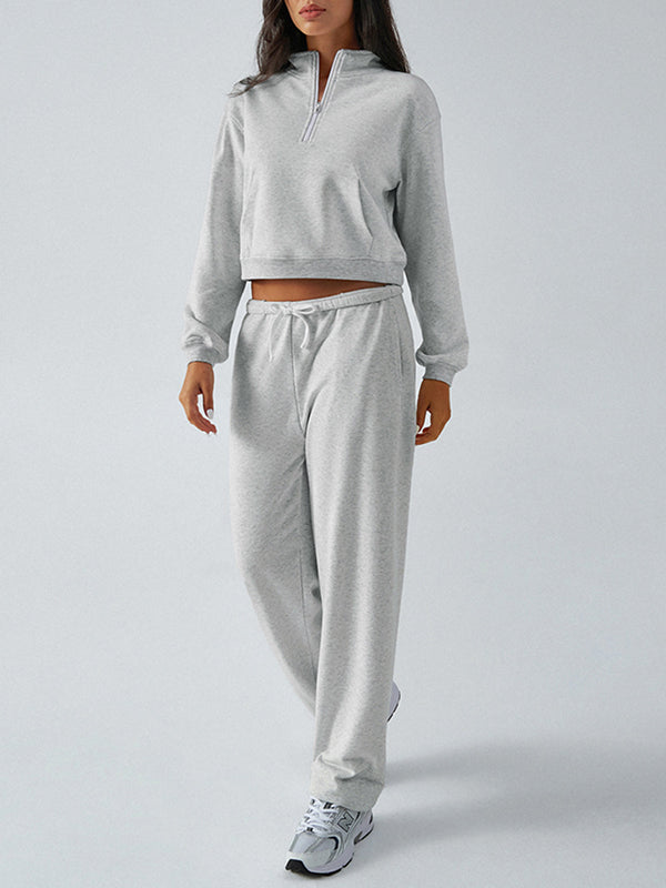 Loose Drawstring Solid Color Pants Trousers