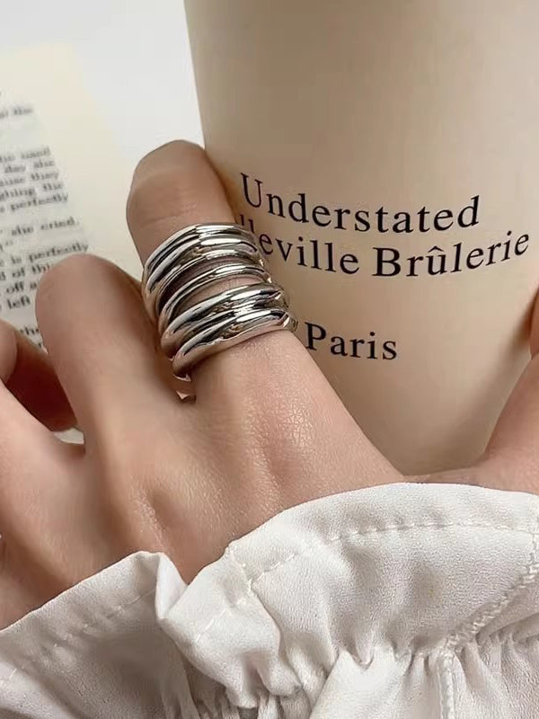 Geometric Shiny Solid Color Rings Accessories