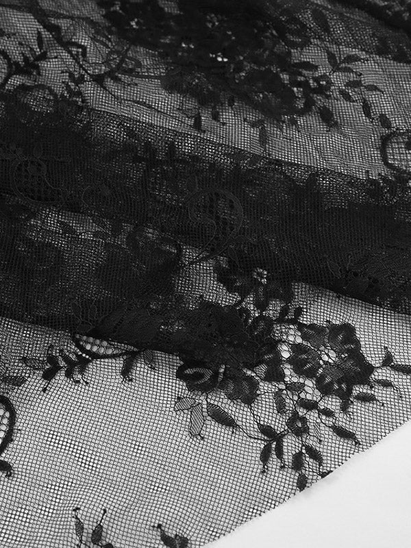 A-Line High Waisted Gauze Pleated See-Through Split-Joint Skirts