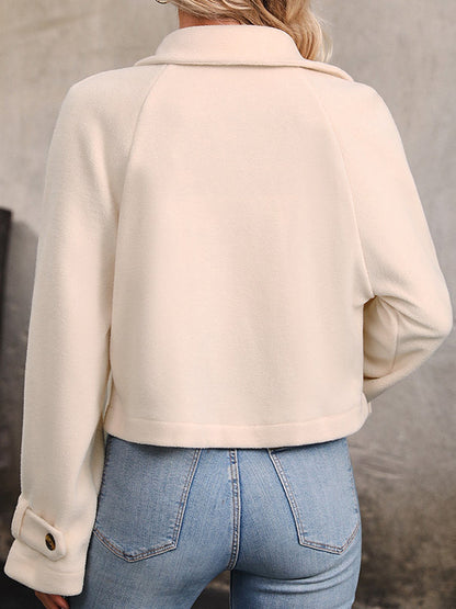 Long Sleeves Loose Buttoned Split-Joint Notched Collar Outerwear