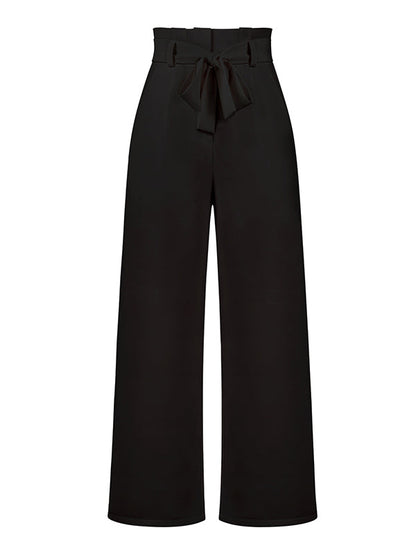 Simple Loose Wide Leg Solid Color Casual Pants Bottoms
