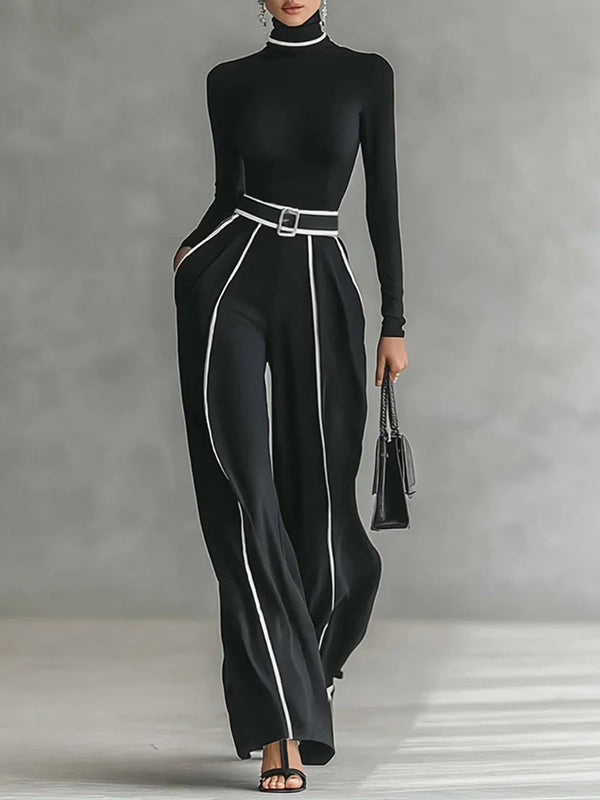 Long Sleeves Skinny Solid Color High Neck T-Shirts Tops
