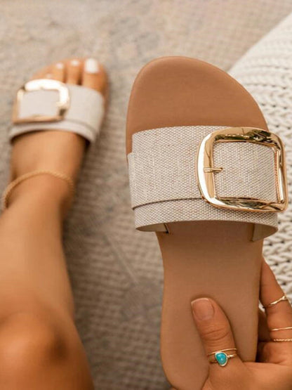 Buckle Leopard Slippers
