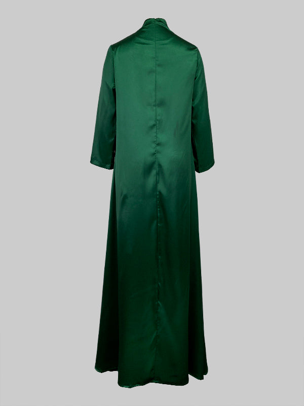 Long Sleeves Loose Embroidered Solid Color Evening Dresses