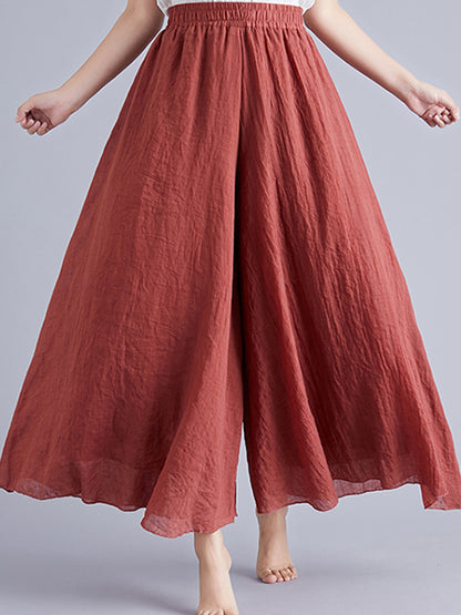 Loose Wide Leg Elasticity Solid Color Culotte Pants Trousers