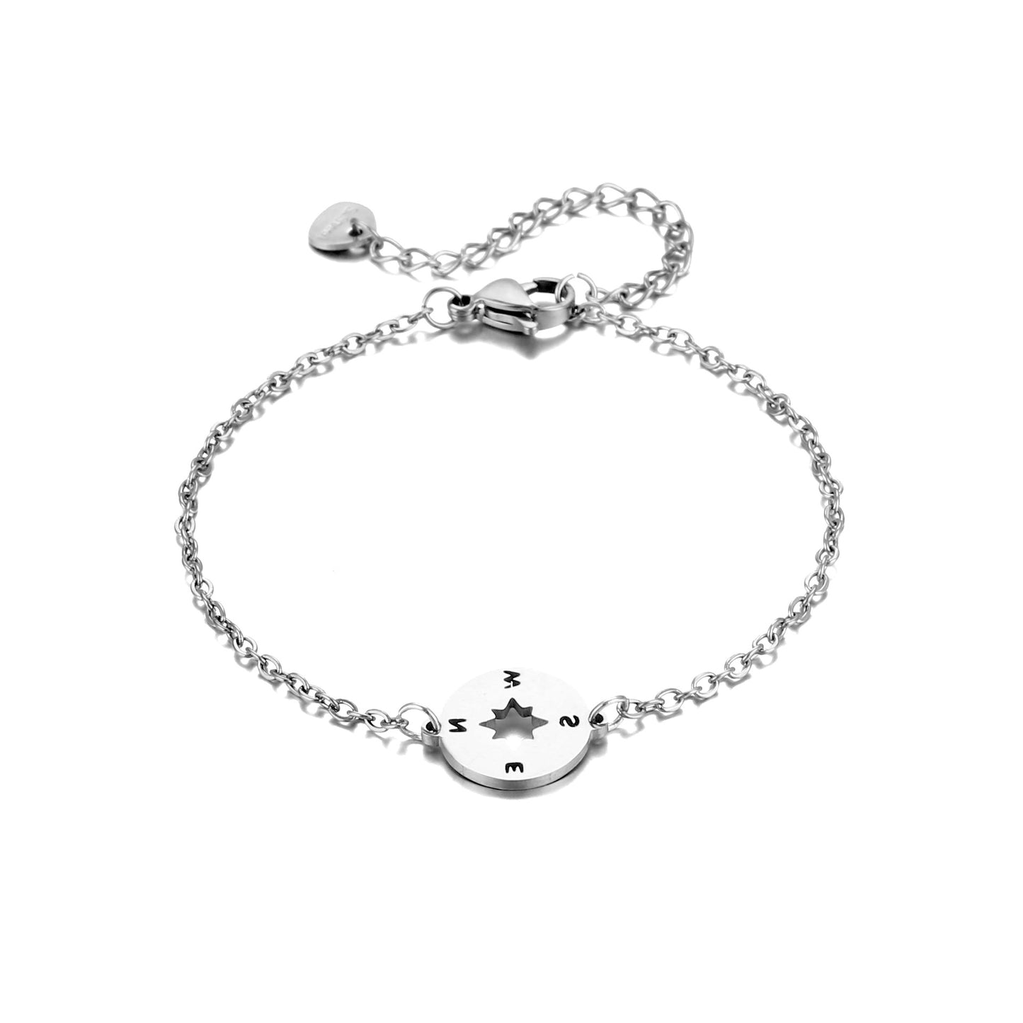 Simple Stainless Steel Compass Pendant Bracelet Simple Design Black Rose Gold Silver Yellow Options