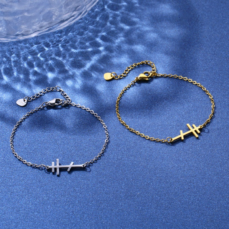 Stainless Steel Cross Bracelet Simple Orthodox Geometric Artificial Pearl Women's Jewelry Accessory Anniversary Celebration
