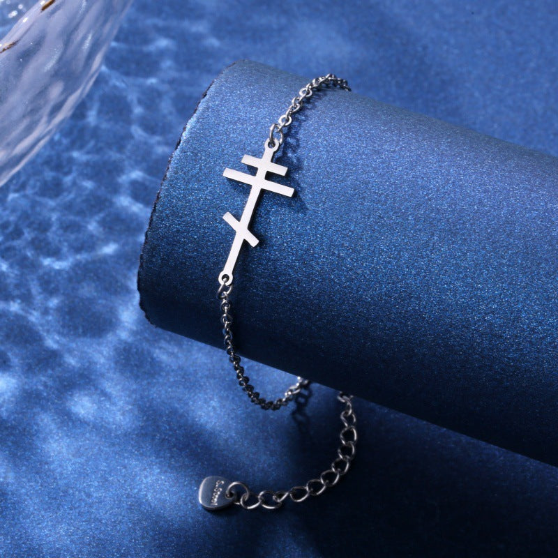 Stainless Steel Cross Bracelet Simple Orthodox Geometric Artificial Pearl Women's Jewelry Accessory Anniversary Celebration