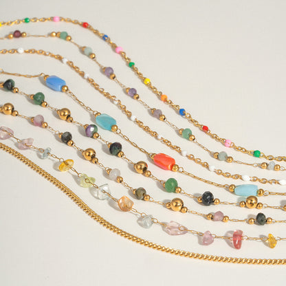 Geometric Necklace For Women Featuring 18K Real Gold Plated 304 Stainless Steel With PVD Coated Finish And Box Chain