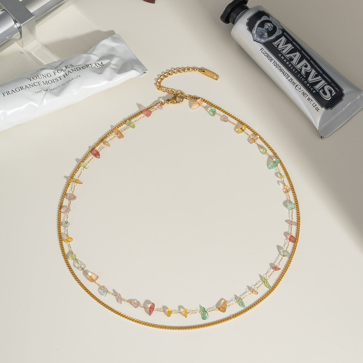 Geometric Necklace For Women Featuring 18K Real Gold Plated 304 Stainless Steel With PVD Coated Finish And Box Chain