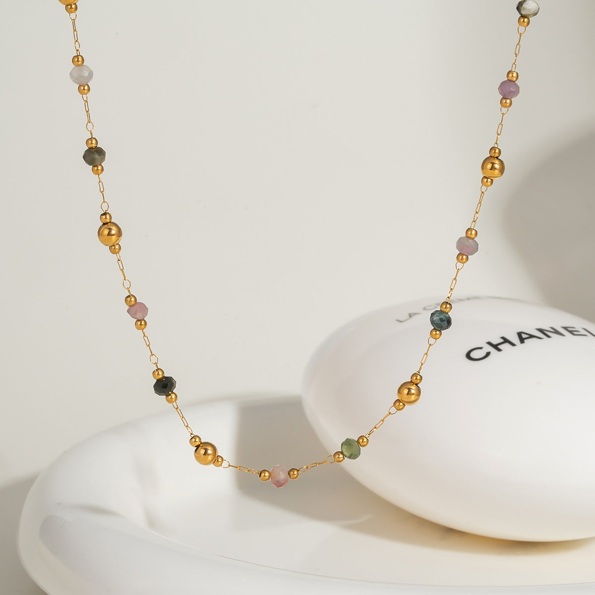 Geometric Necklace For Women Featuring 18K Real Gold Plated 304 Stainless Steel With PVD Coated Finish And Box Chain