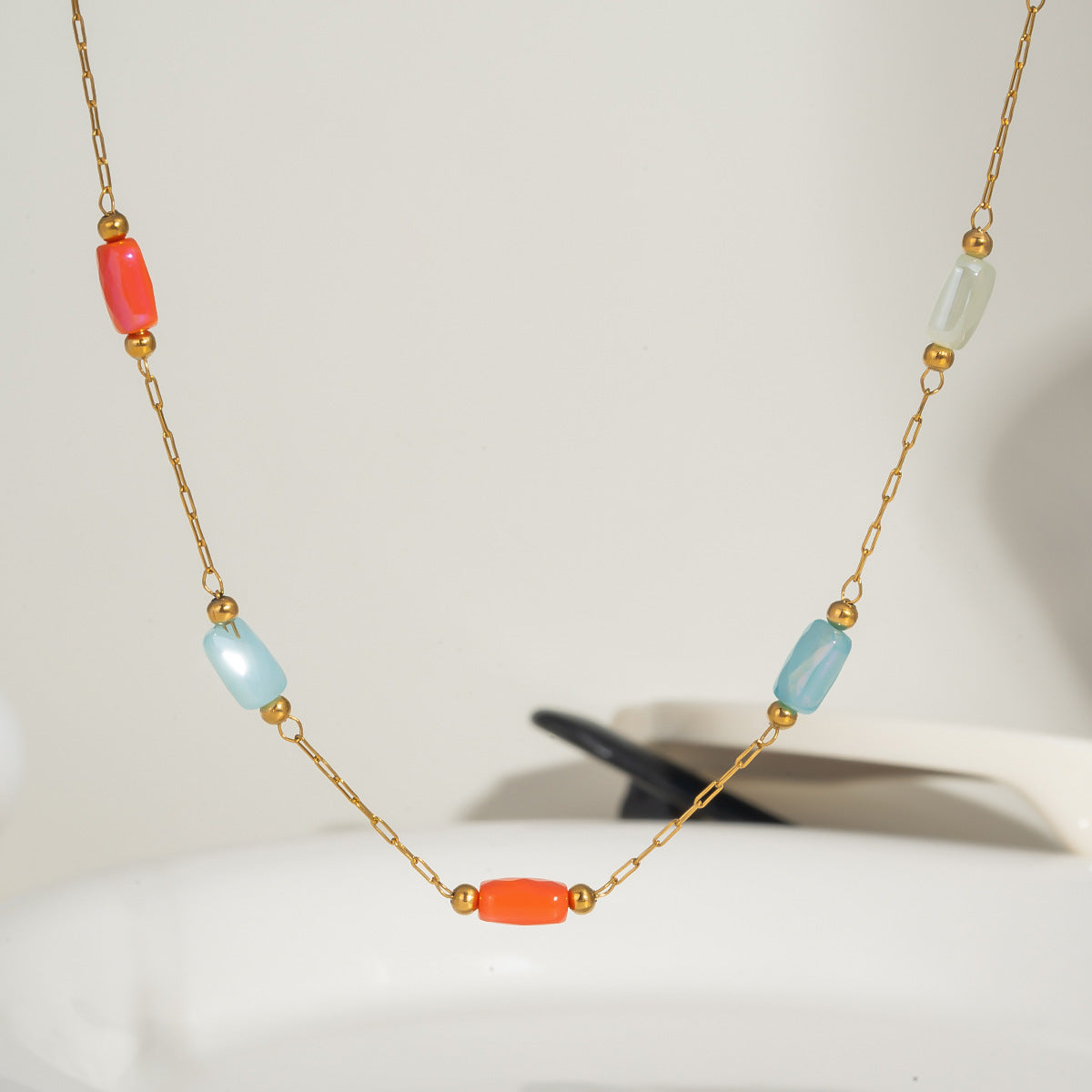 Geometric Necklace For Women Featuring 18K Real Gold Plated 304 Stainless Steel With PVD Coated Finish And Box Chain