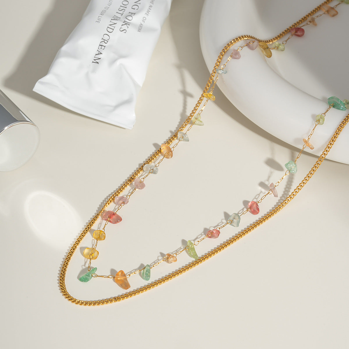Geometric Necklace For Women Featuring 18K Real Gold Plated 304 Stainless Steel With PVD Coated Finish And Box Chain