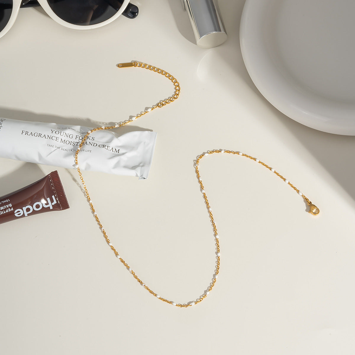 Geometric Necklace For Women Featuring 18K Real Gold Plated 304 Stainless Steel With PVD Coated Finish And Box Chain