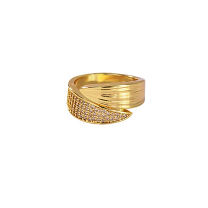 For Open Rings Made Of Copper Featuring Zircon Inlay, Stylish And Elegant Design