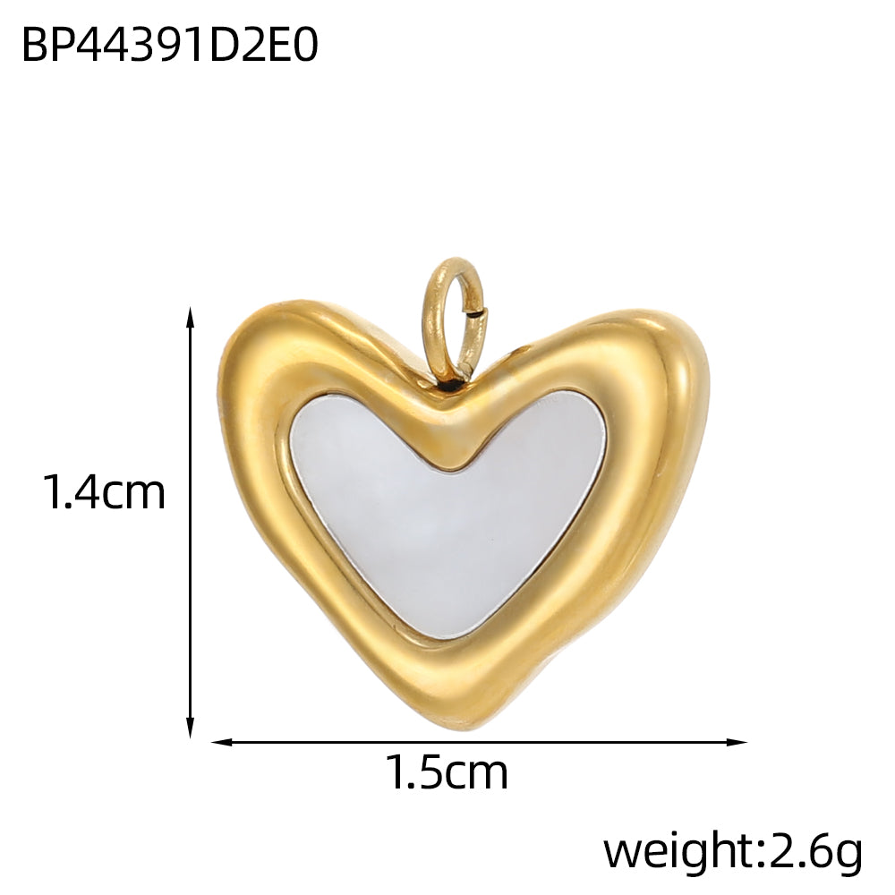 Heart Shape Pendant In 304 Stainless Steel With 14K Real Gold Plated PVD Coating 0.03µm Thickness, 1 Piece