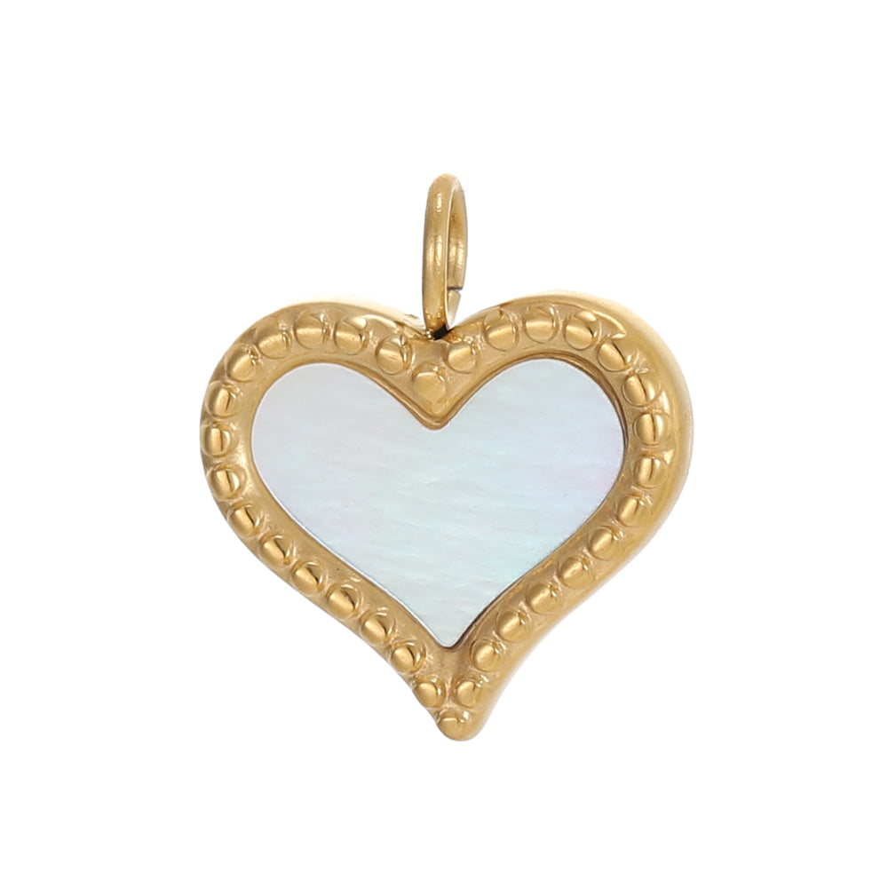 Heart Shape Pendant In 304 Stainless Steel With 14K Real Gold Plated PVD Coating 0.03µm Thickness, 1 Piece