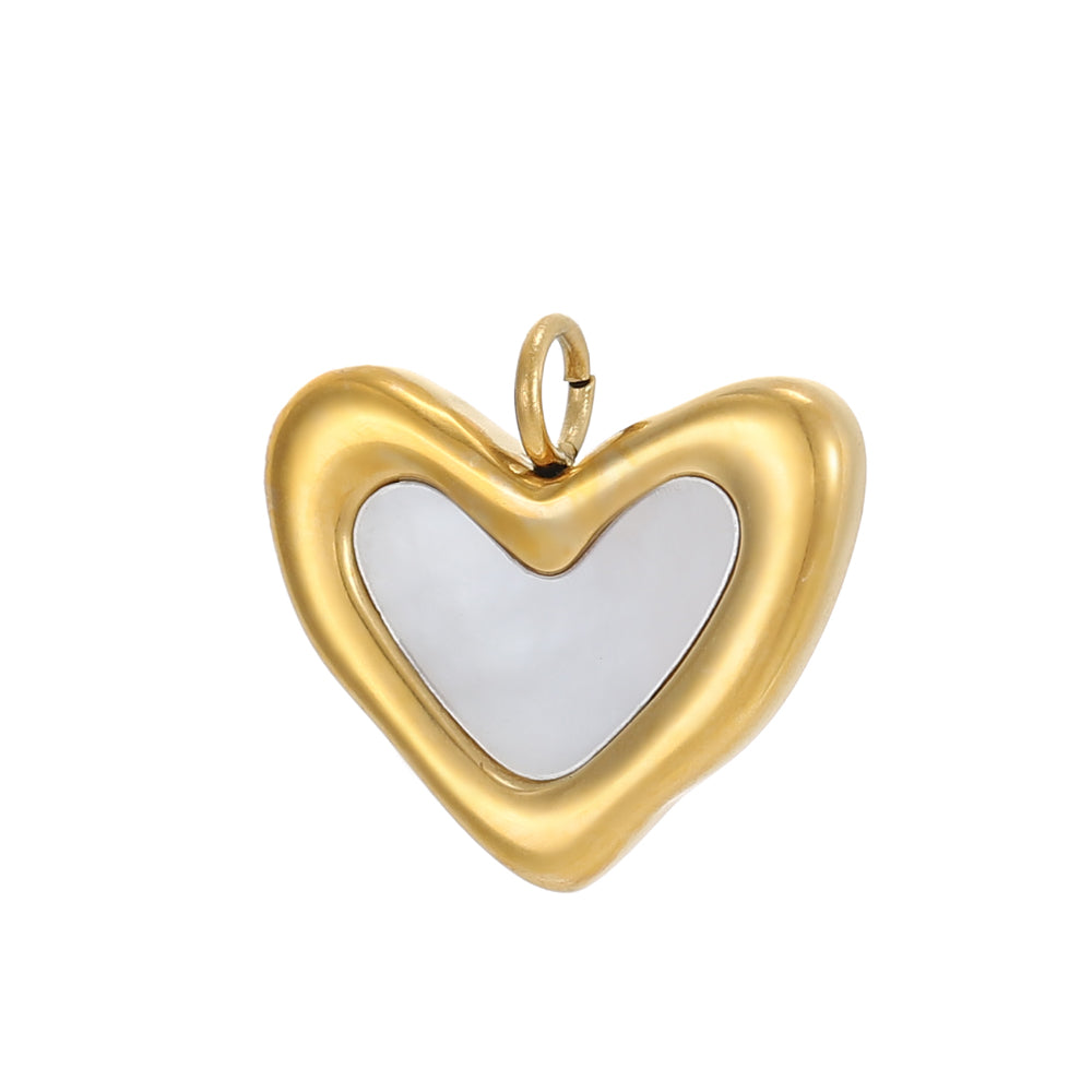Heart Shape Pendant In 304 Stainless Steel With 14K Real Gold Plated PVD Coating 0.03µm Thickness, 1 Piece
