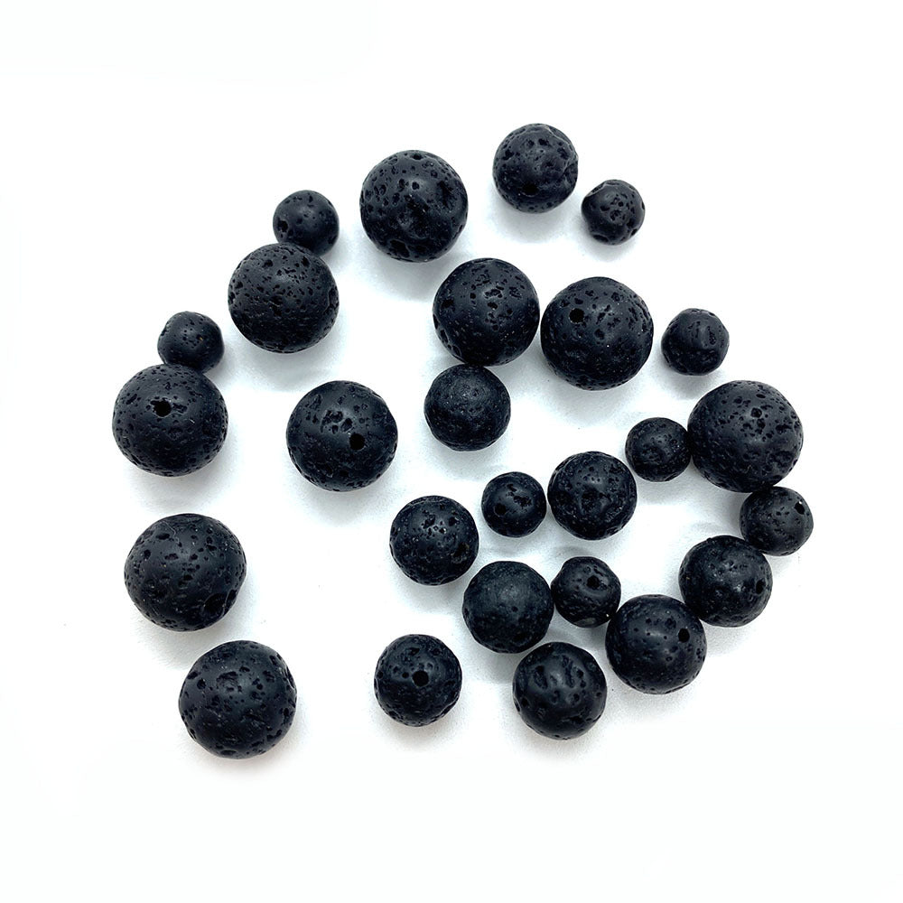 Handmade Natural Stone Circle Beads With 6 Mm Diameter In Dyed Black For Jewelry Accessories, Commute Style
