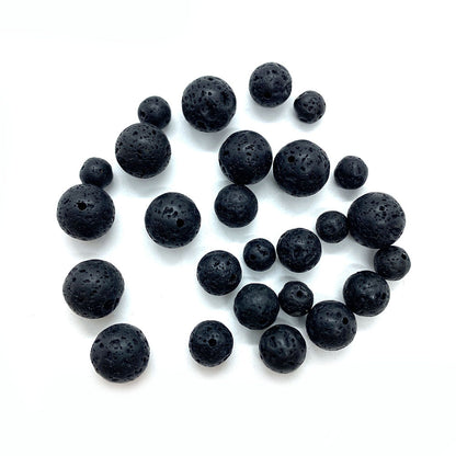 Handmade Natural Stone Circle Beads With 6 Mm Diameter In Dyed Black For Jewelry Accessories, Commute Style