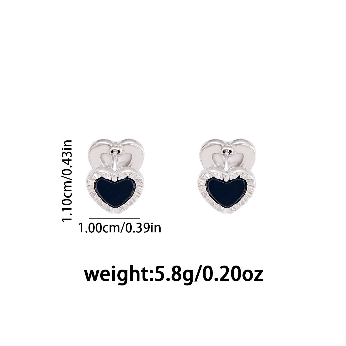 Double-sided Heart-shaped Earrings Ladies Minimalist Black And White Minimalist Jewelry Accessories
