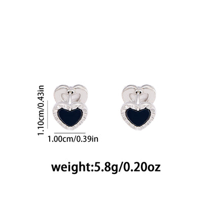 Double-sided Heart-shaped Earrings Ladies Minimalist Black And White Minimalist Jewelry Accessories