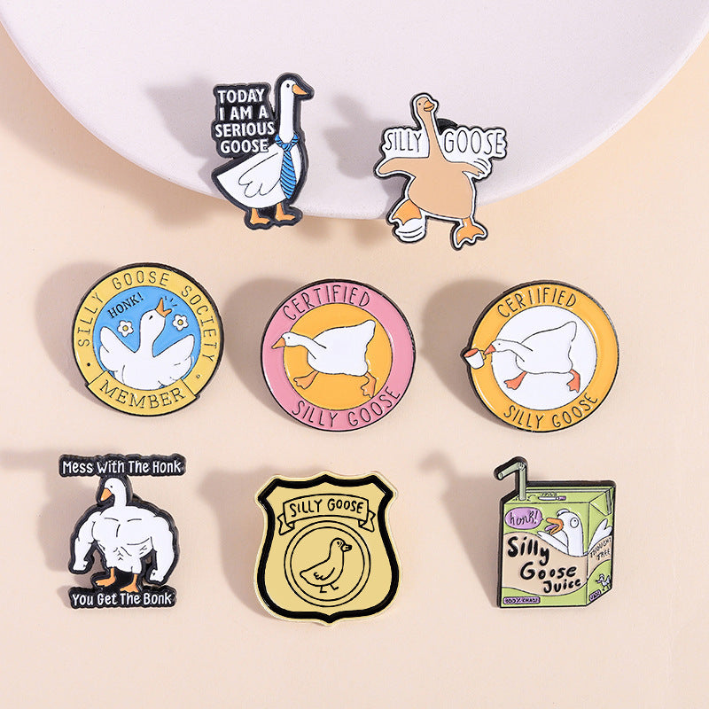 Cartoon Duck Lapel Pin Badge Zinc Alloy Backpack Decoration Accessories Trendy Letter Jewelry