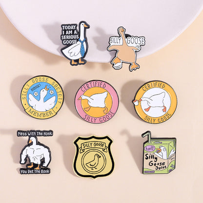 Cartoon Duck Lapel Pin Badge Zinc Alloy Backpack Decoration Accessories Trendy Letter Jewelry