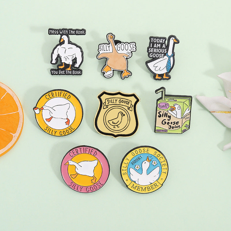 Cartoon Duck Lapel Pin Badge Zinc Alloy Backpack Decoration Accessories Trendy Letter Jewelry