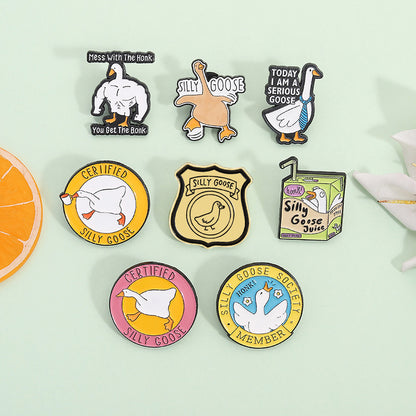 Cartoon Duck Lapel Pin Badge Zinc Alloy Backpack Decoration Accessories Trendy Letter Jewelry