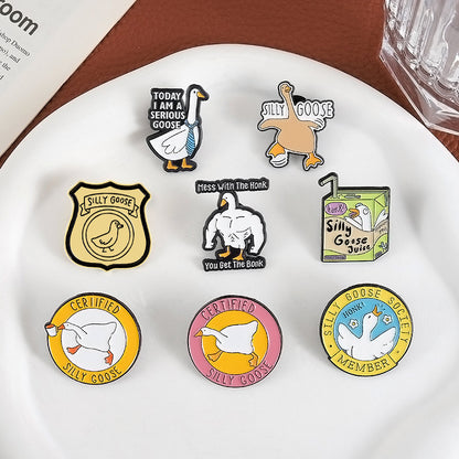 Cartoon Duck Lapel Pin Badge Zinc Alloy Backpack Decoration Accessories Trendy Letter Jewelry